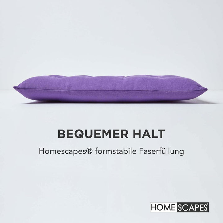 Homescapes 6er Set Stuhlkissen 40 x 40 cm, lila, Sitzkissen mit Bändern und Knopfverschluss, einfarb