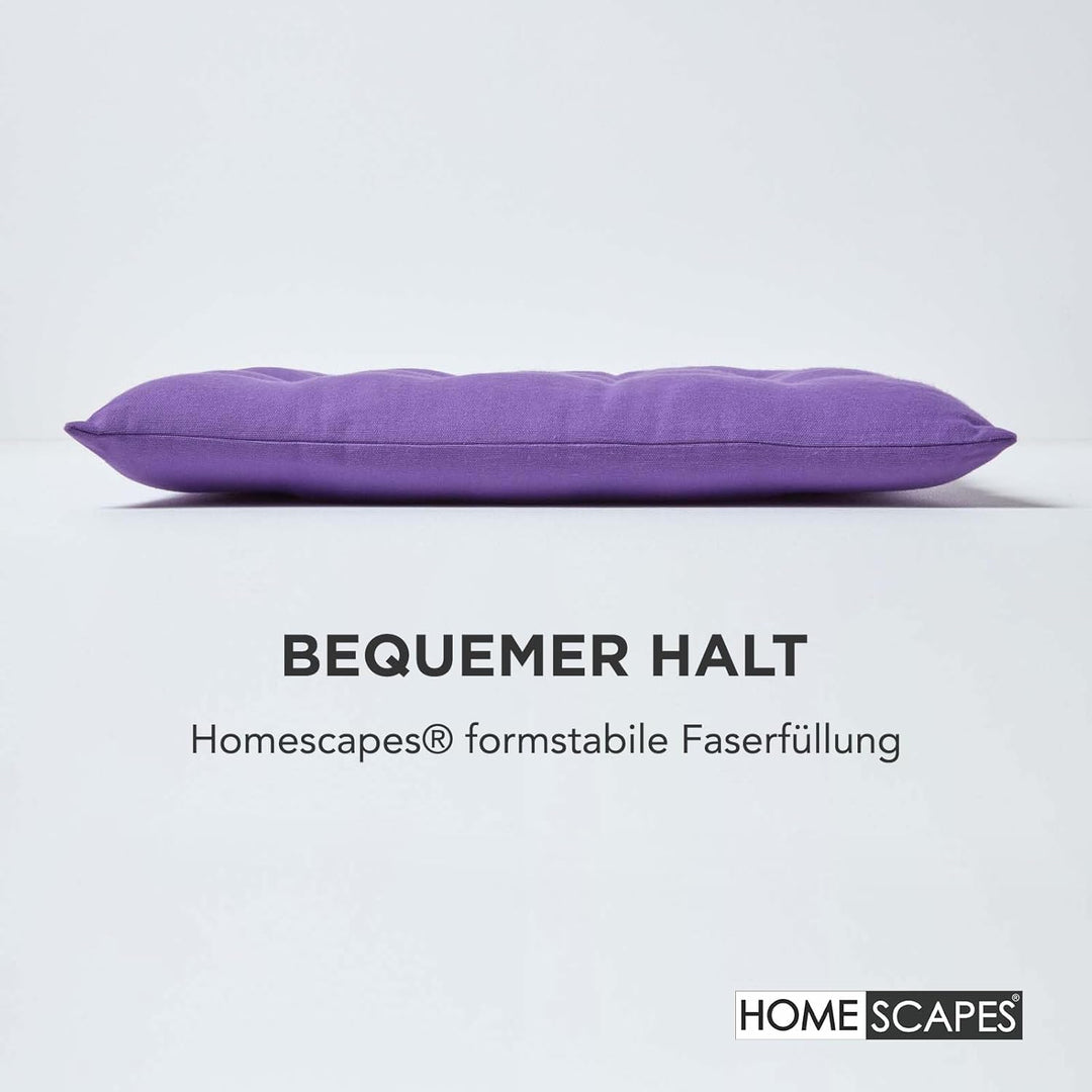 HOMESCAPES 4er Set Stuhlkissen 40 x 40 cm, lila, Sitzkissen mit Bändern und Knopfverschluss, einfarb