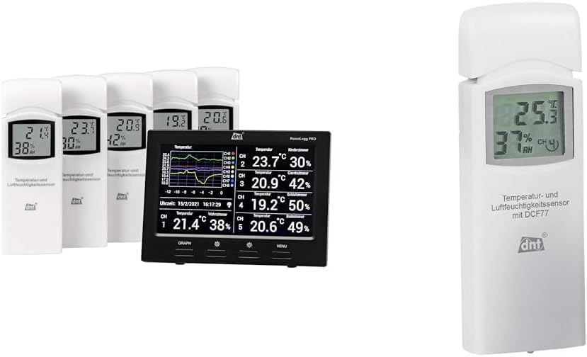 dnt Raumklimastation RoomLogg PRO + Zusatz-Thermo-/Hygrosensor Raumklimastation & Zusatzsensor, Raum