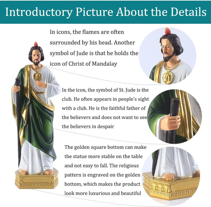 20,3 cm lange Jude-Statue, religiöse Harz-Statuen, religiöse farbige Geschenk-San Judas Tadeo-Statue