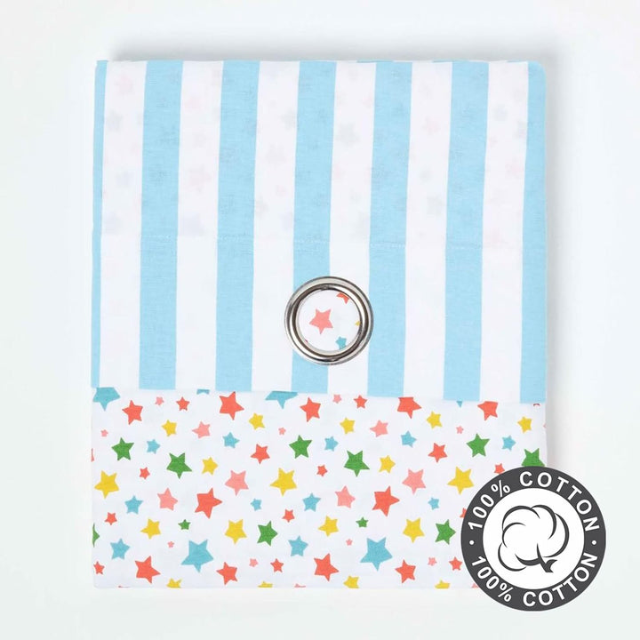 Homescapes Vorhang Kinderzimmer Ösenvorhang Kindervorhang Stars Multi 2er Set bunt 137 x 228 cm (Bre
