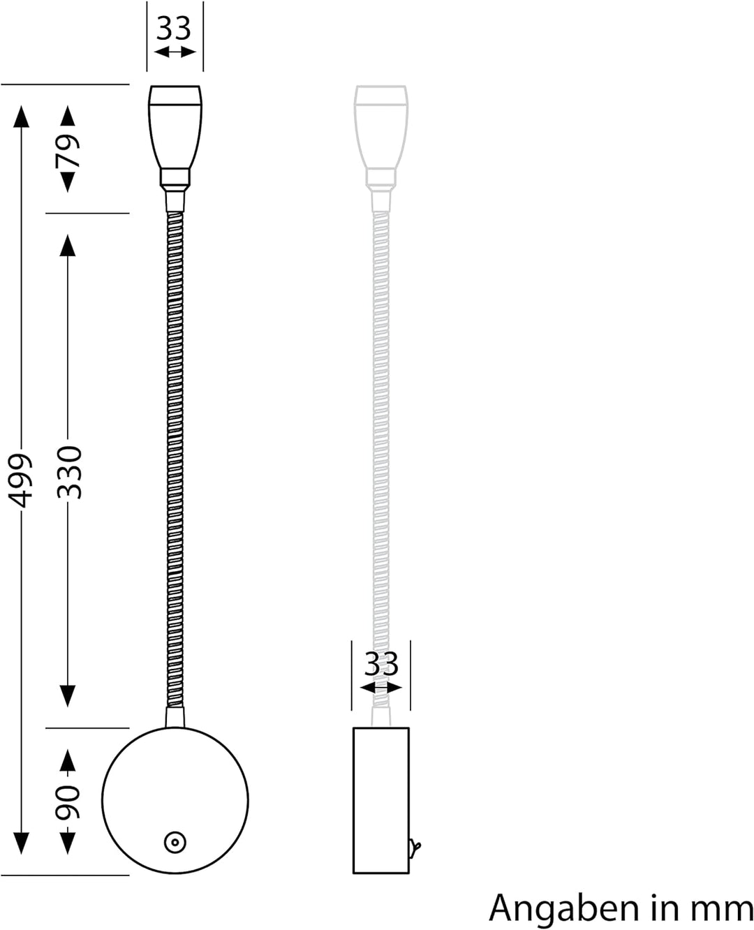 ledscom.de LED Leselampe/Wandleuchte HAN, Schwanenhals, Schalter, Stecker, chrom glänzend, weiss