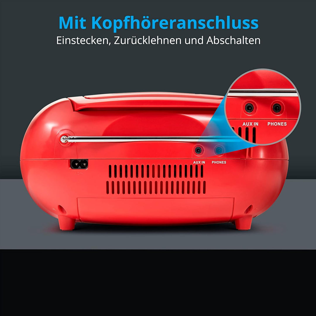 MEDION E66476 Stereo Sound System (Boombox, CD-Player, MP3, Kassette, tragbarer Kassettenspieler für