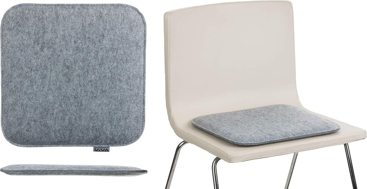 Brandsseller Sitzkissen Filz Eckig 4er Set 35x35x2 cm Stuhlkissen Sitzauflage Gepolstert Hellgrau 4