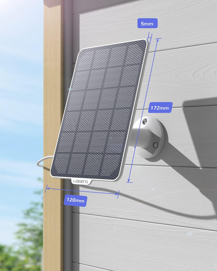 DEATTI 3W Solarpanel für Überwachungskamera Aussen Akku, Wetterfest, 360° Einstellbare Halterung, US