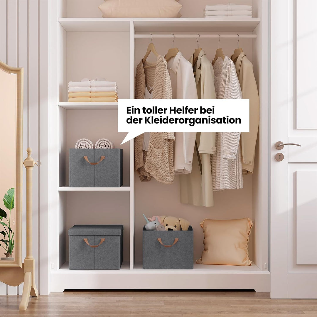 WOLTU Aufbewahrungsbox mit Deckel, 3er Set, Aufbewahrungskorb, Stoffbox, Organizer Box, Ordnungsbox,