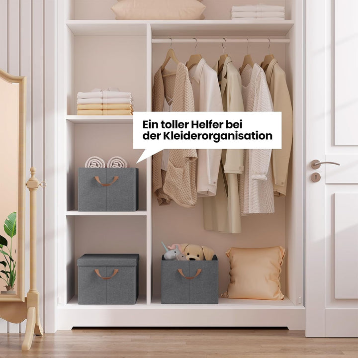 WOLTU Aufbewahrungsbox mit Deckel, 3er Set, Aufbewahrungskorb, Stoffbox, Organizer Box, Ordnungsbox,