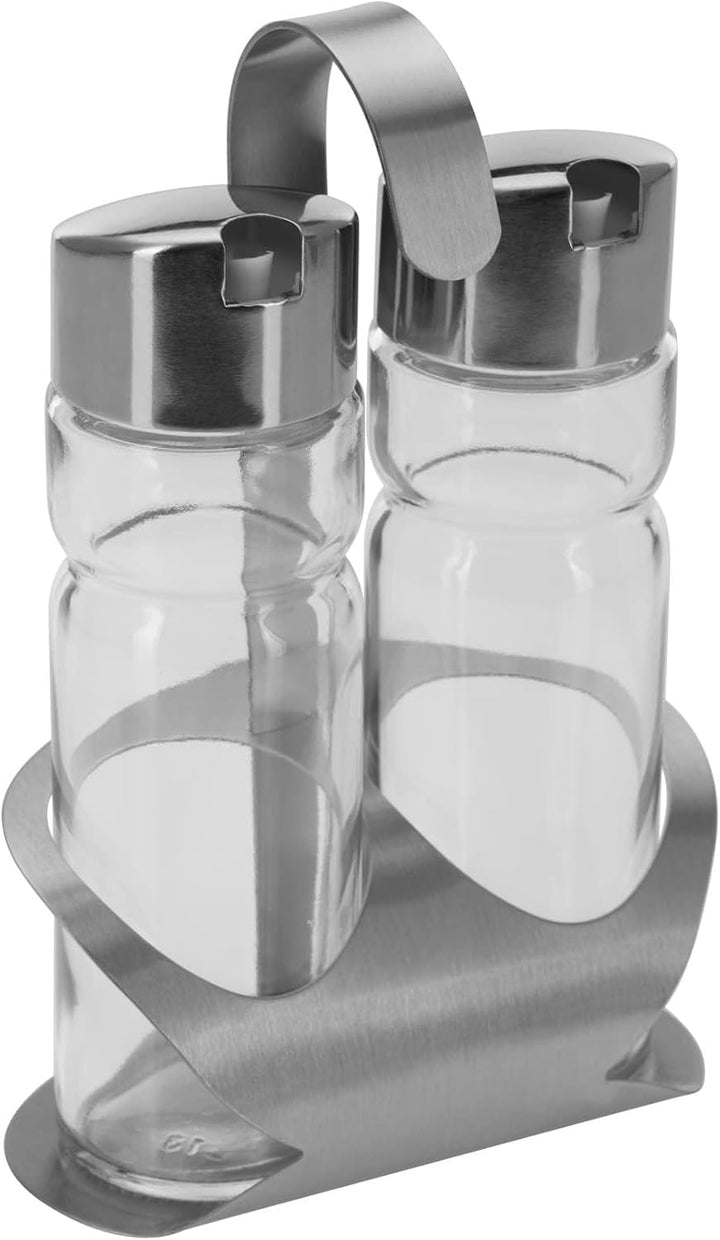 Westmark Menage Essig- und Öl, 3-tlg., Fassungsvermögen: je 160 ml, Rostfreier Edelstahl/Glas, Wien,