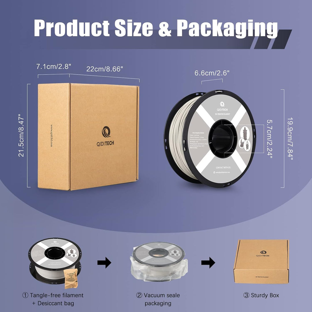 QIDI TECH Matte PLA Rapido Filament 1.75mm, PLA Matte 3D Drucker Filament 1kg Spule (2.2lbs), Geeign