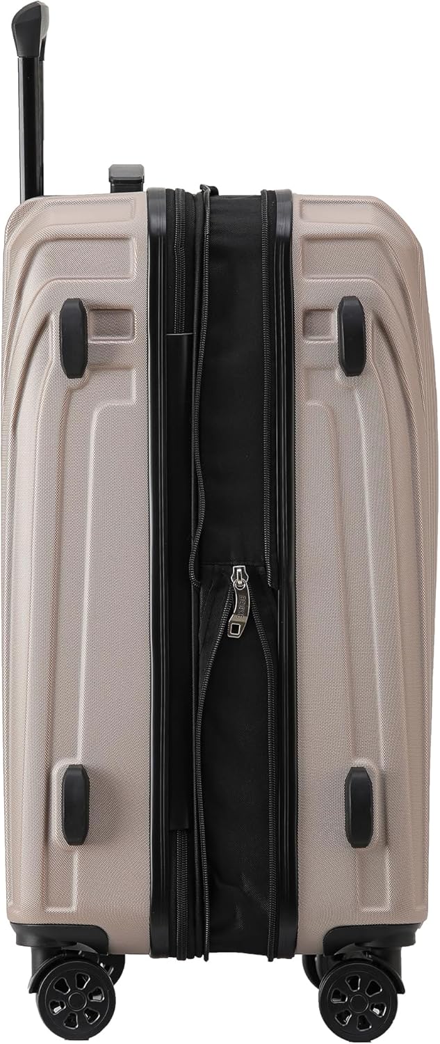 BEIBYE Kofferset Rollkoffer Koffer Hartschale,TSA Schloss, Zwillingsrollen, Erweiterung (Champagner,