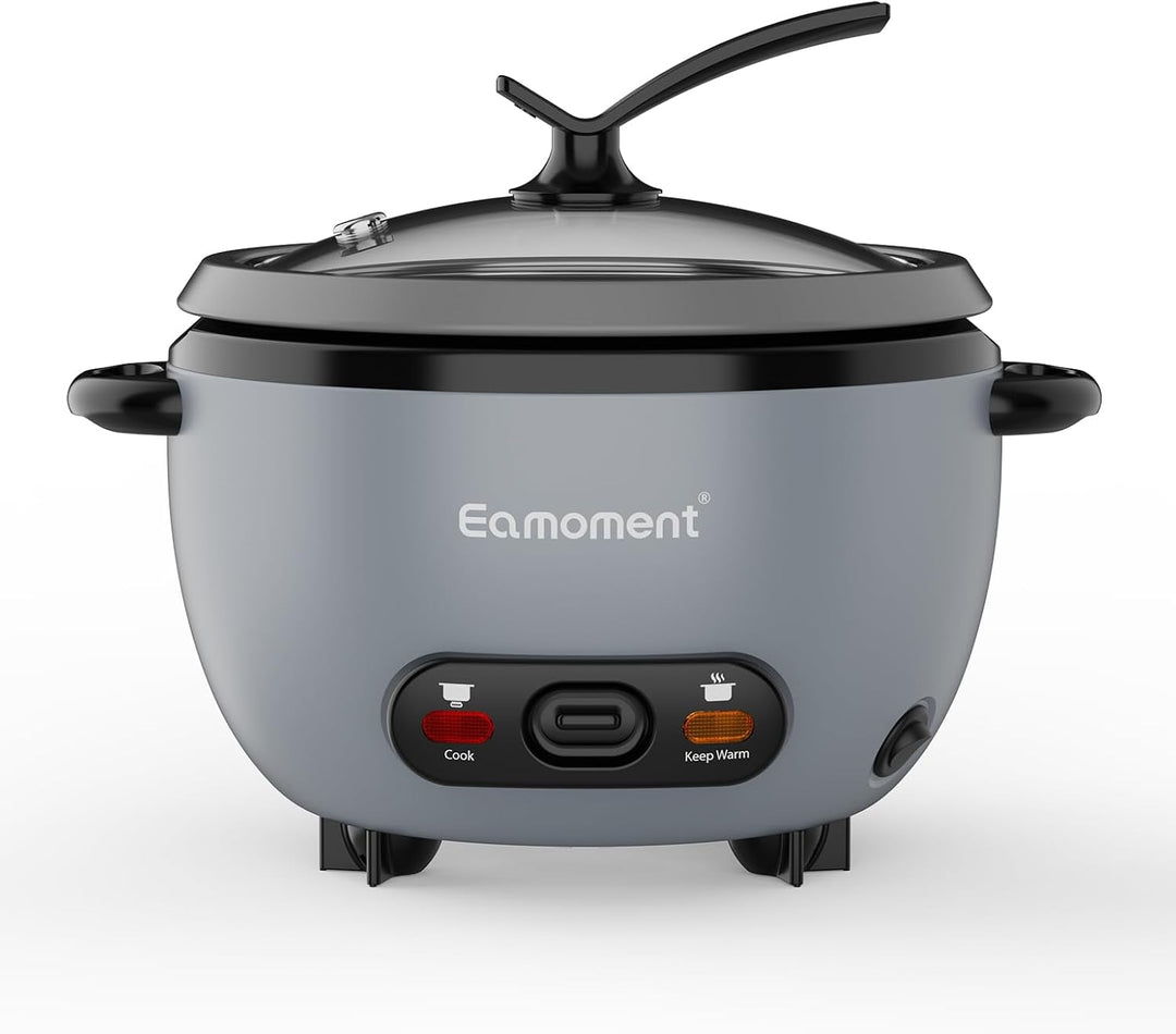 Eamoment ERC-5P07SL 1L | 400W Reiskocher & Schwarzer Dämpfeinsatz Warm & Kochen 1-5 Personen Antihaf