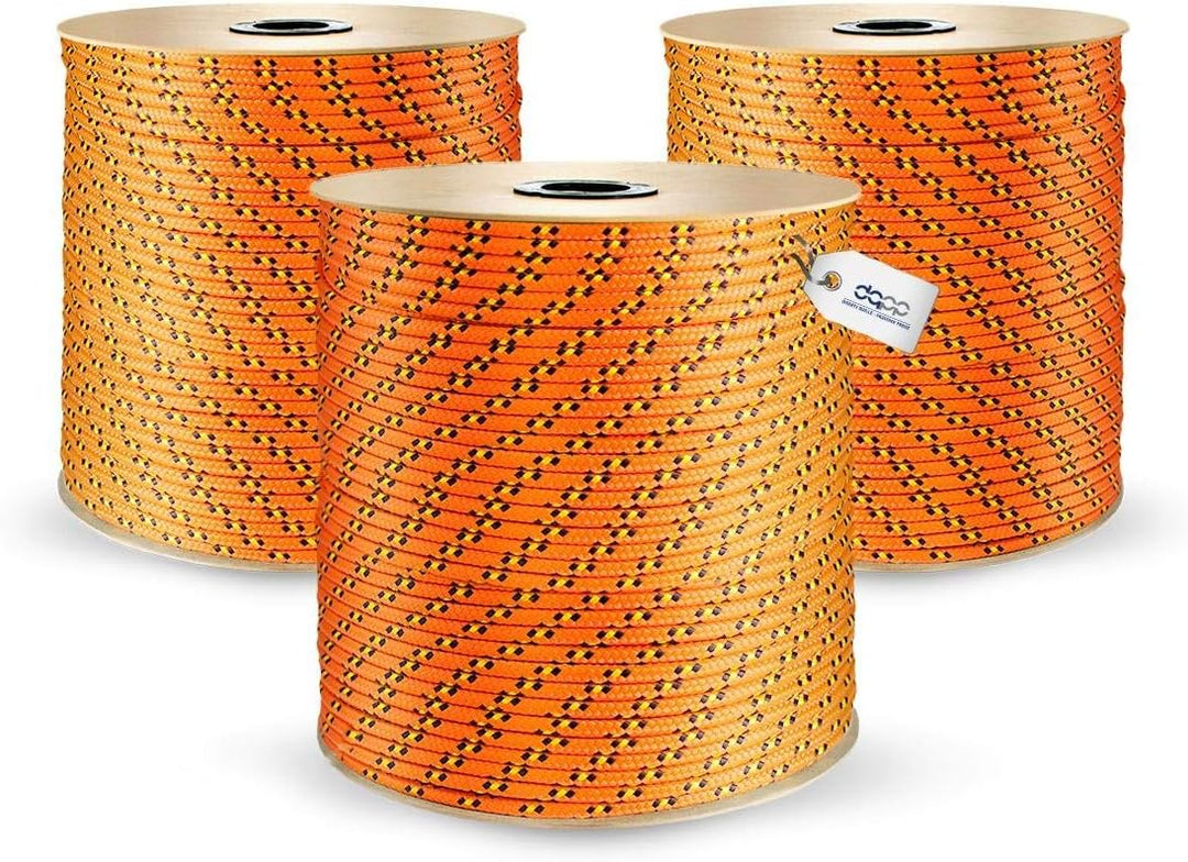 DQ-PP POLYPROPYLENSEIL | 8mm | 100m | ORANGE Polypropylen Seil | Traglast bis 750 kg Tauwerk PP Flec