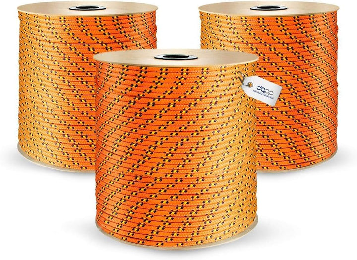 DQ-PP POLYPROPYLENSEIL | 8mm | 100m | ORANGE Polypropylen Seil | Traglast bis 750 kg Tauwerk PP Flec
