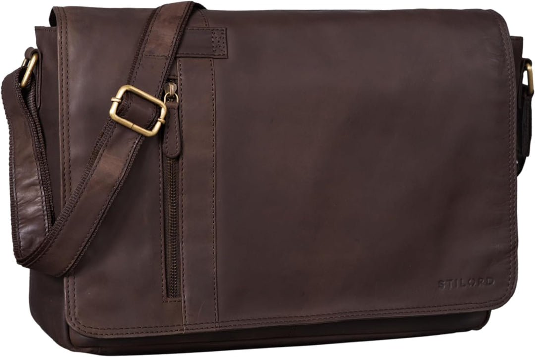 STILORD 'Nicolas' Messenger Bag Leder Grosse Umhängetasche Laptoptasche 15,6 Zoll Aktentasche Busine