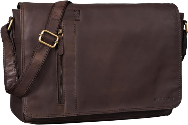 STILORD 'Nicolas' Messenger Bag Leder Grosse Umhängetasche Laptoptasche 15,6 Zoll Aktentasche Busine