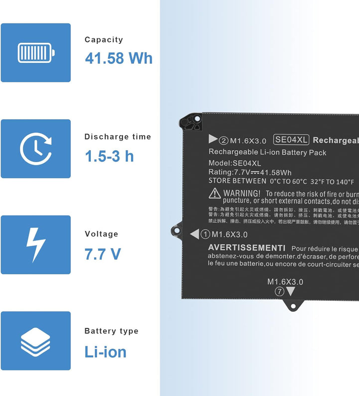 ASUNCEL 41,58 Wh 5130 mAh SE04XL Laptop Akku für HP Pro x2 612 G2 Tablet 860708-855 860724-2B1 86072