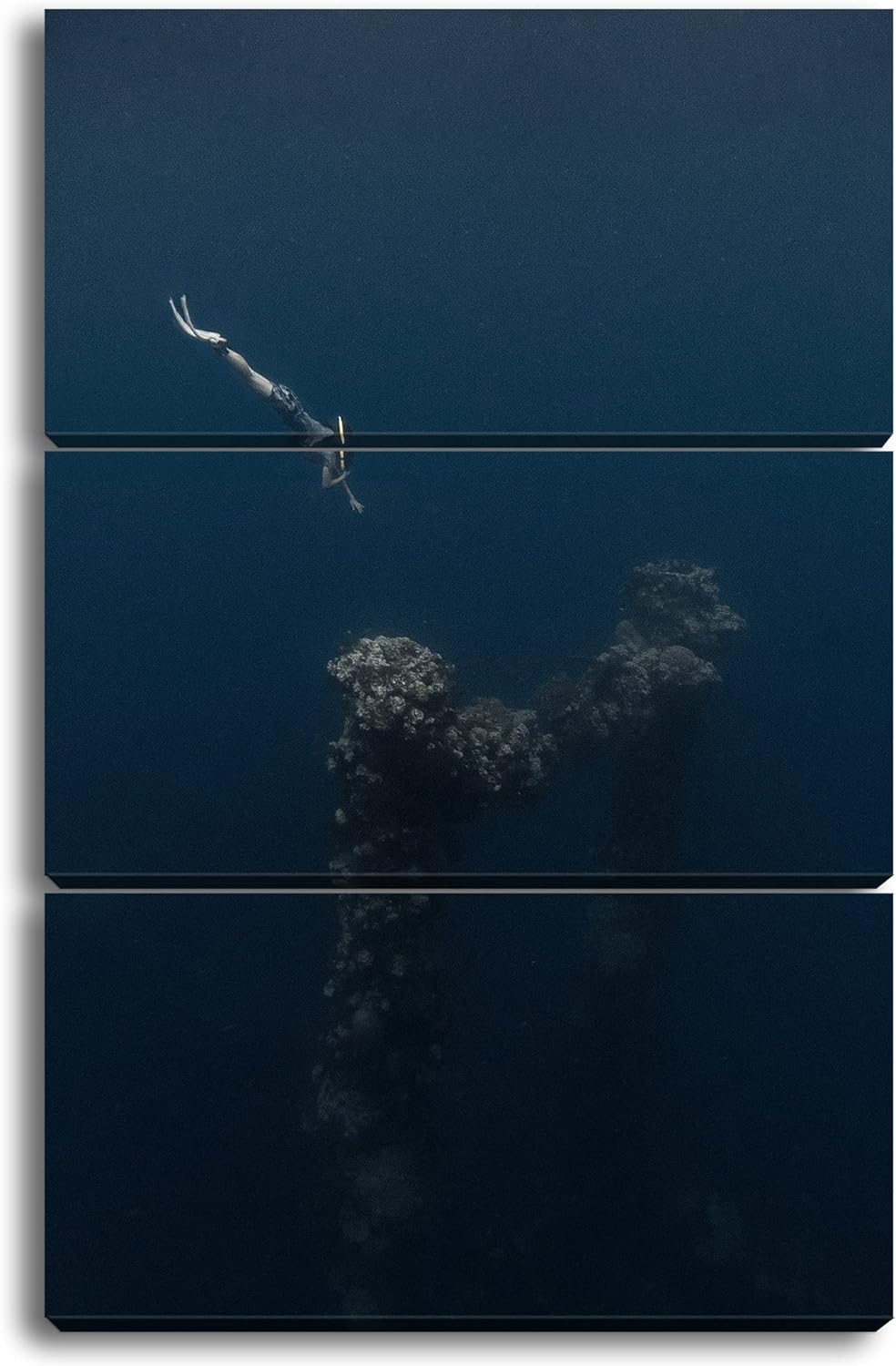 deyoli tiefer Tauchgang zum Meeresgrund Format: 3Teilig als Leinwandbild, Motiv fertig gerahmt auf E