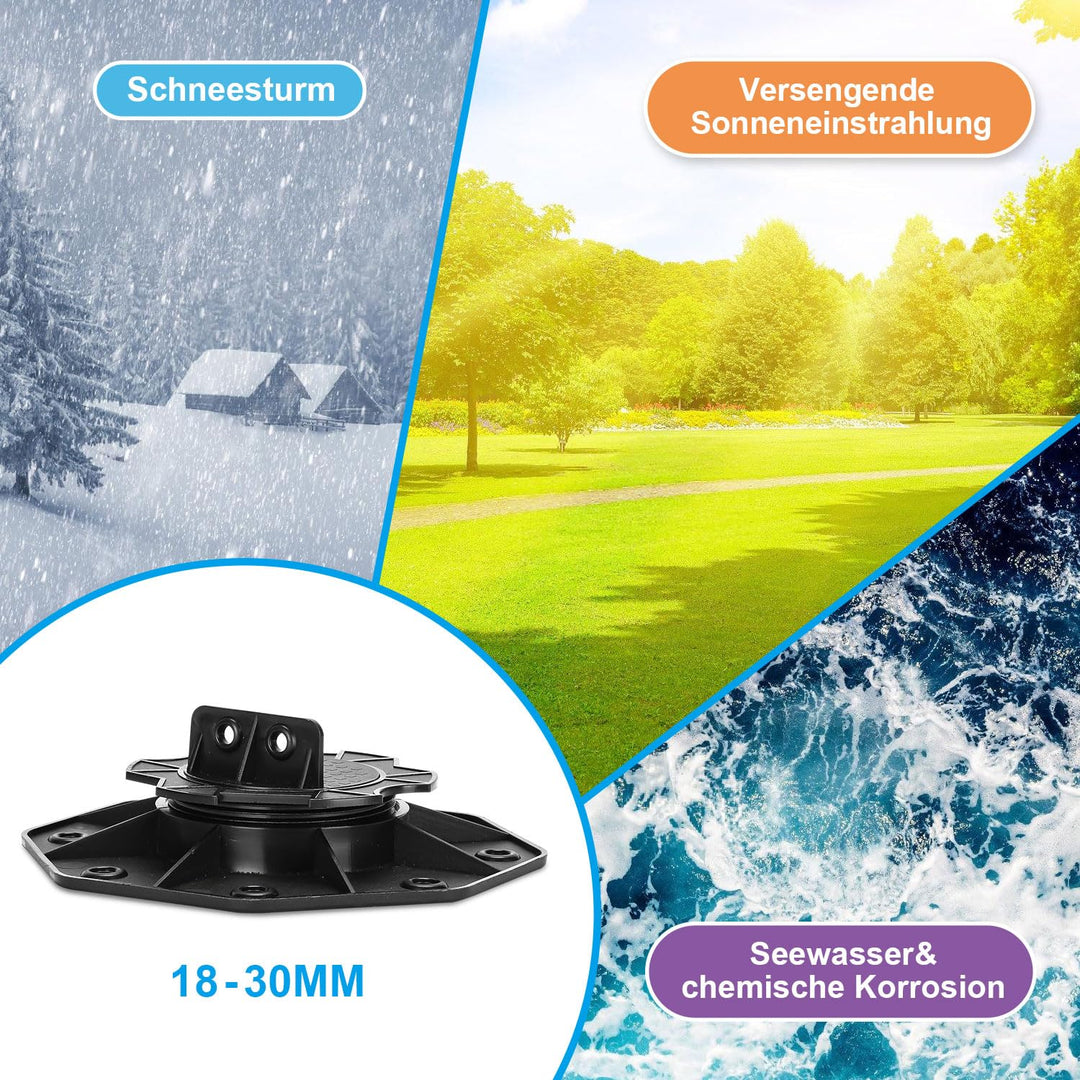 Ansobea Stelzlager Höhenverstellbar 10 Stück, Terrassenlager 18-30mm Stelzenlager Terrasse Verstellb