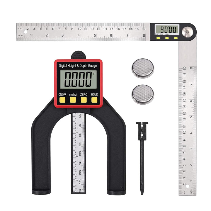 Neoteck Winkelmesser digital Edelstahl 200mm + digitaler tiefenmesser 80mm Messwerkzeug Set für Holz