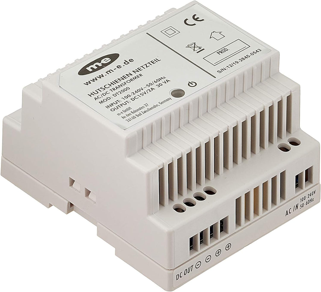m-e DT-2000 Elektronisches DIN-Schienen-Netzteil, weiss, (WxHxD) 77 x 97 x 56 mm