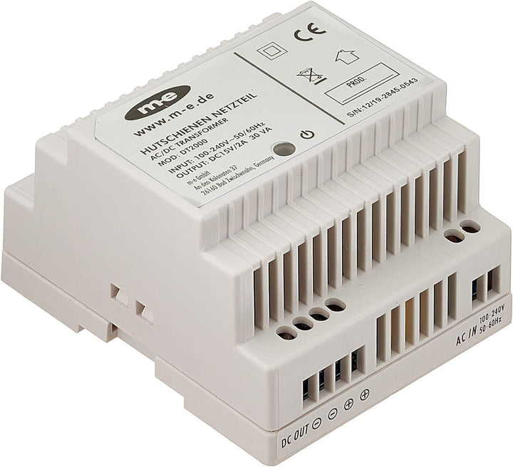 m-e DT-2000 Elektronisches DIN-Schienen-Netzteil, weiss, (WxHxD) 77 x 97 x 56 mm