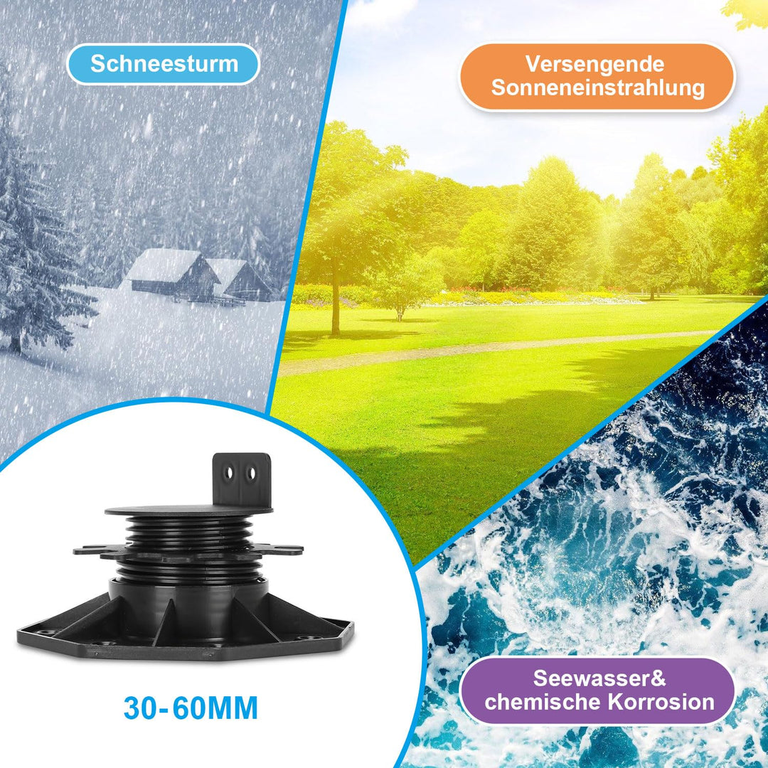 Ansobea Stelzlager Höhenverstellbar 10 Stück, Terrassenlager 30-60mm Stelzenlager Terrasse Verstellb