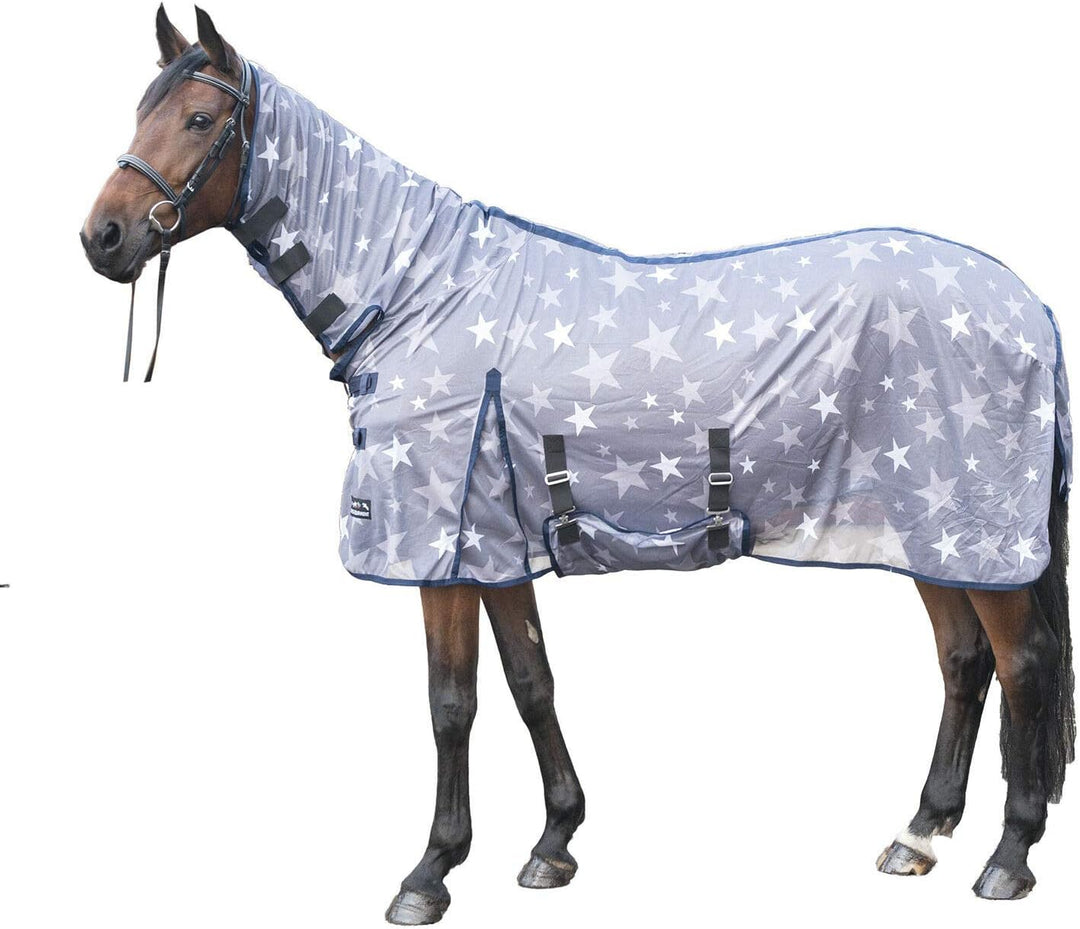 HKM 4057052160974 Fliegendecke -Stars- Combo9512 Grau/Weiss115 grau/weiss Rückenlänge 115 cm, grau/w