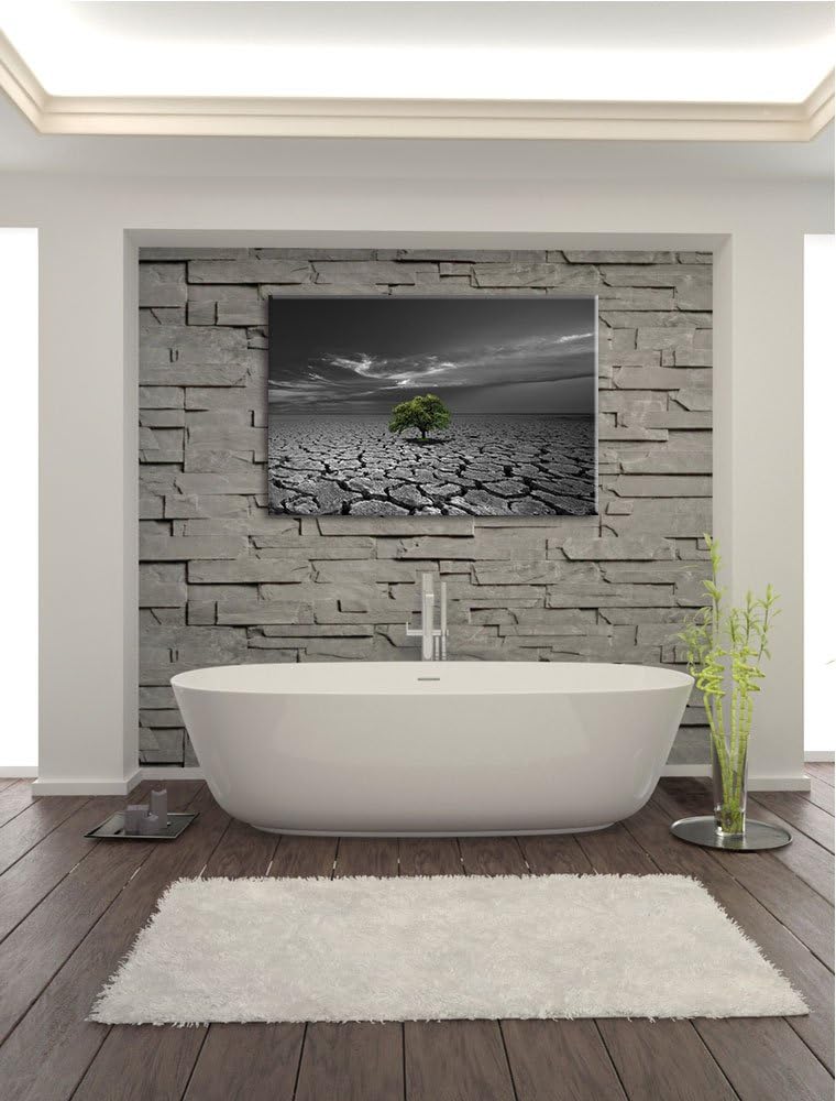 einsamer Baum auf ausgetrocknetem Boden schwarz/weiss Format: 100x70 auf Leinwand, XXL riesige Bilde