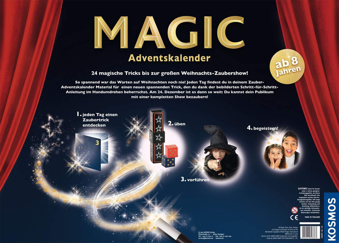 KOSMOS 698867 - MAGIC Zauber Adventskalender 2019, Spannende Zaubertricks und Zauber-Utensilien für