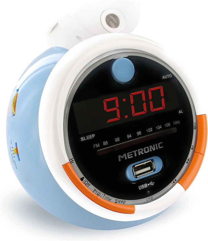 Le Petit Prince 477342 Radiowecker FM USB, Projektion Dual Alarm und Sleep/Snooze-Funktionen, Batter