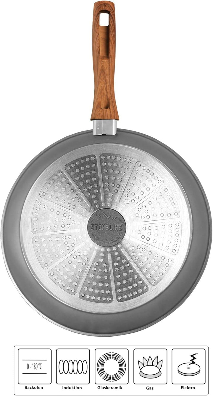 Stoneline Back to Nature Schmorpfanne 28 cm, Made in Germany, hoher Rand, hohe Pfanne für öl- und fe