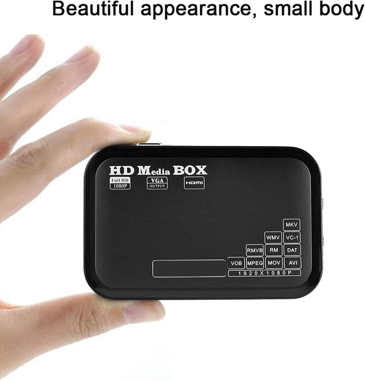 1080P Media Player-Box, Full HD Mini-Box Unterstützung für Video-Media-Player MKV, AVI, TS/TP, M2TS,