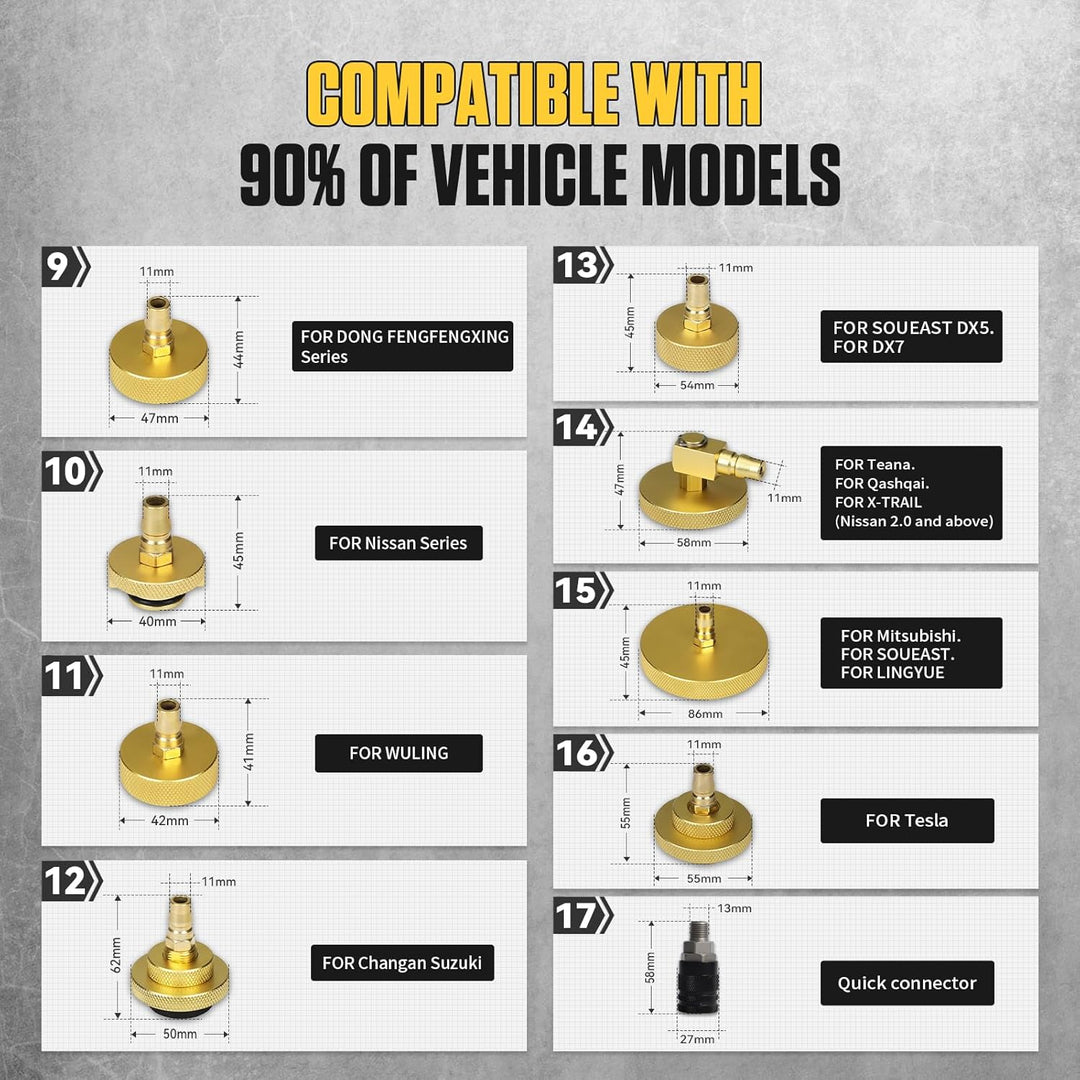 20-TLG Bremsenentlüftungsgerät Adapter mit 4 Quick Adapter, Bremsenentlüftungsadapter aus Metall für