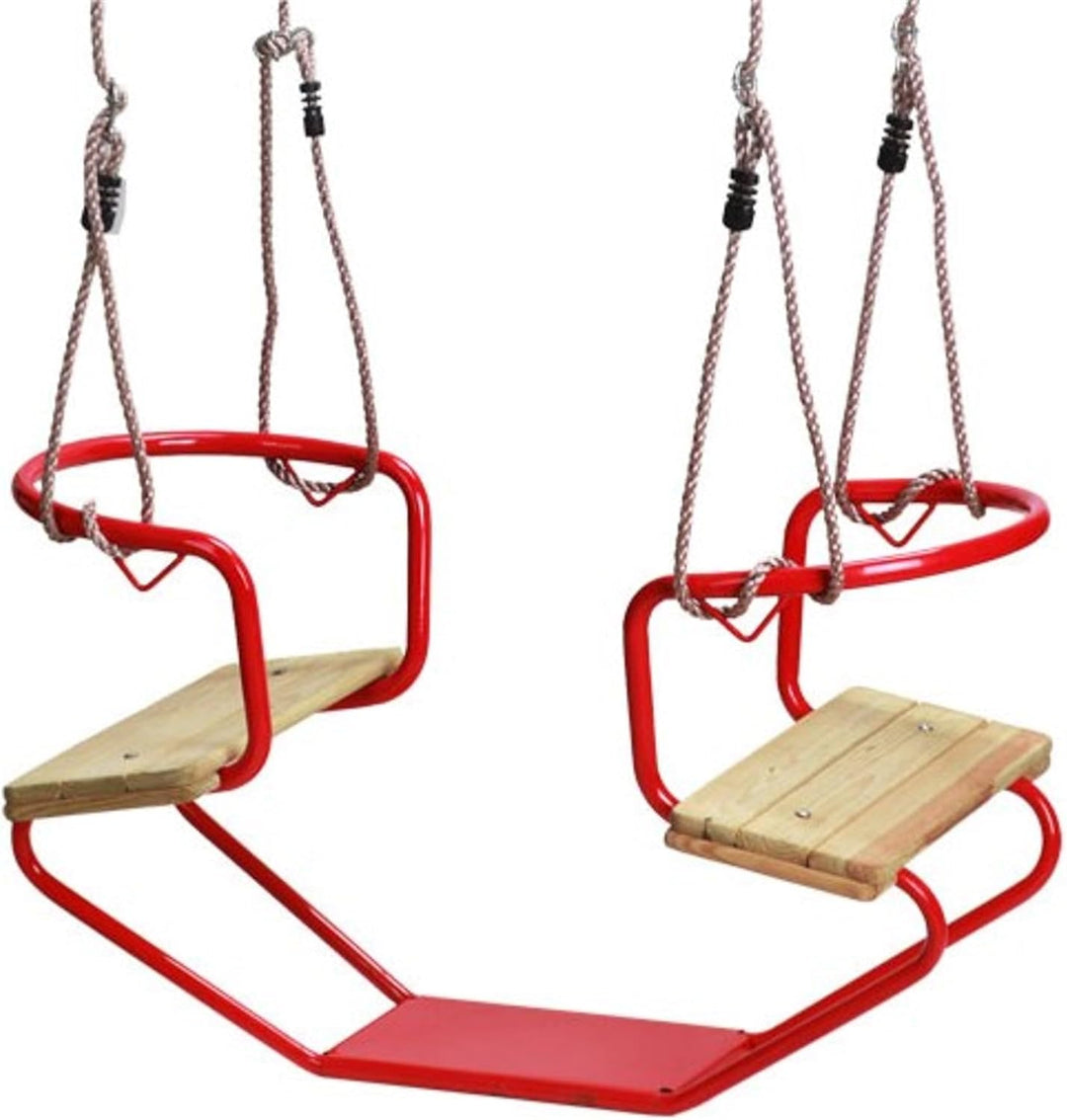 Loggyland Doppelschaukel Schiffsschaukel Schaukel für 2 Kinder (rot), Rot