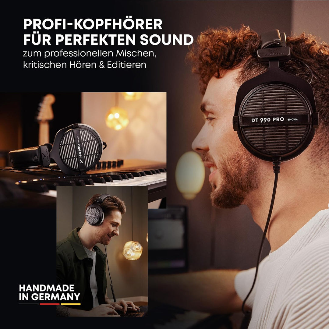 beyerdynamic DT 990 PRO einseitig kabelgebundener Over-Ear-Studiokopfhörer für Mixing, Mastering und