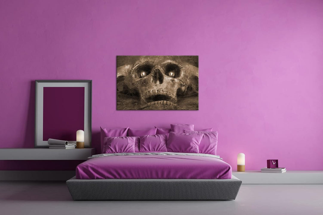 deyoli unheimlicher Demonenschädel Format: 80x60 Effekt: Sepia als Leinwandbild, Motiv fertig gerahm