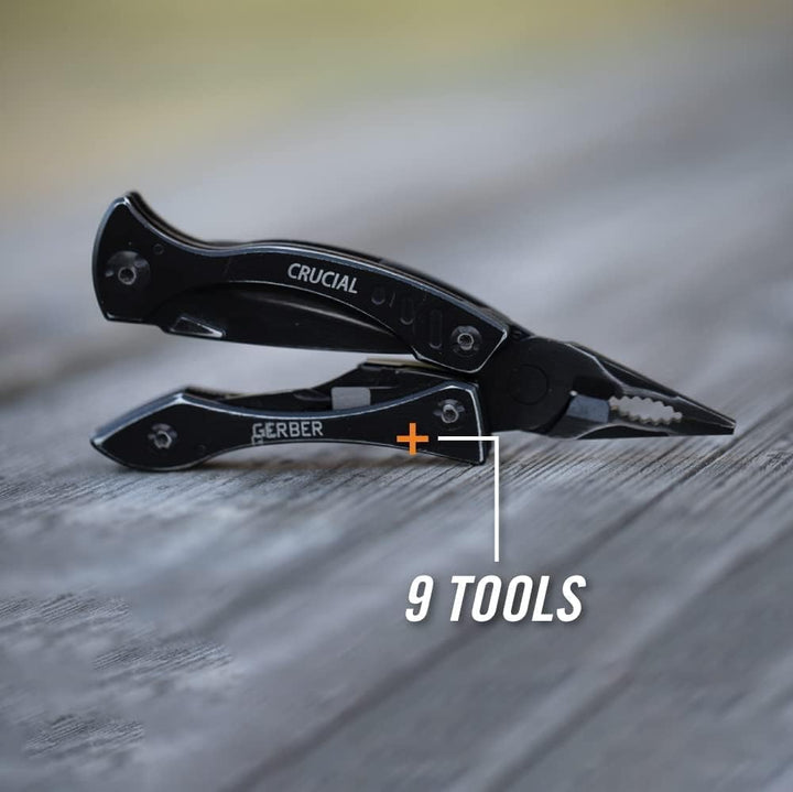 Gerber Multi-Tool mit 9 Funktionen und Gürtel-Clip, Crucial, Mit Gurtschneider und Liner-Lock-Verrie