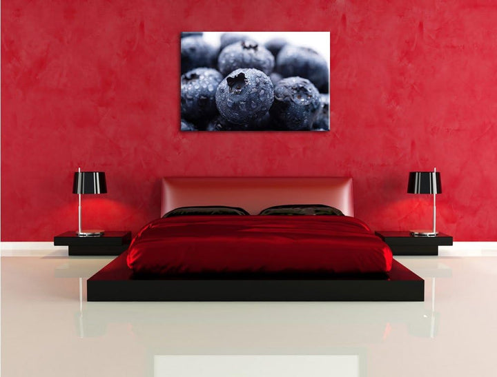 fruchtige Heidelbeeren Format: 100x70 auf Leinwand, XXL riesige Bilder fertig gerahmt mit Keilrahmen
