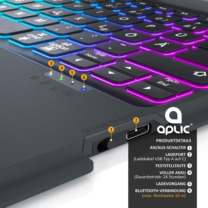CSL - iPad Pro Tastatur Bluetooth mit Hülle - 12,9 Zoll - kompatibel mit iPad 4te, 5te, 6te Generati