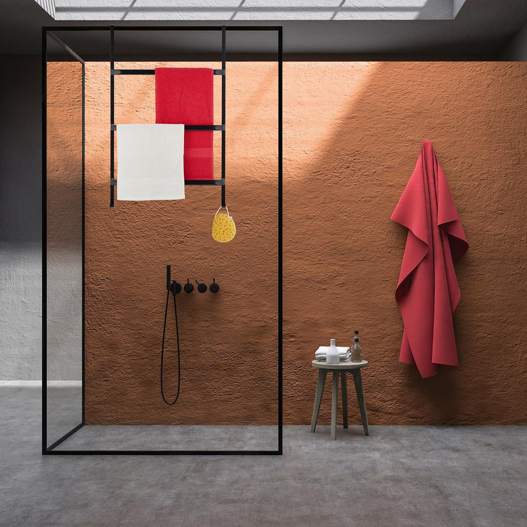 Relaxdays Handtuchhalter Tür, ohne Bohren, 3 Stangen & 2 Haken, HxBxT: 85 x 54,5 x 15 cm, Badetuchha