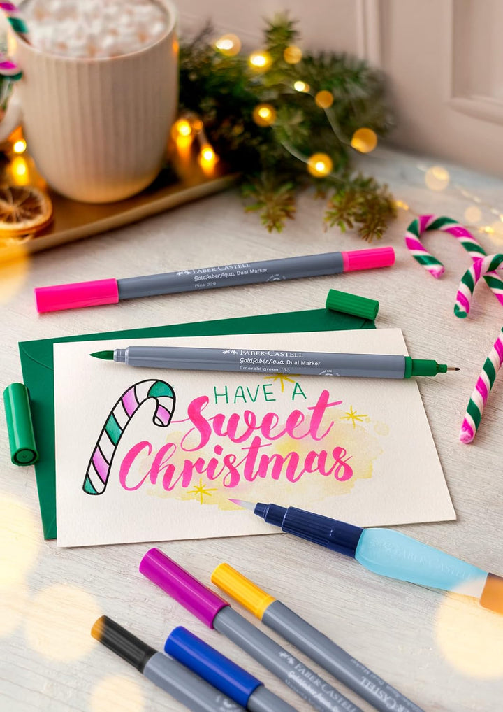 Faber-Castell 164618 - Goldfaber Aqua Dual Marker, mit Pinselspitze und Fineliner Spitze, 18er Etui