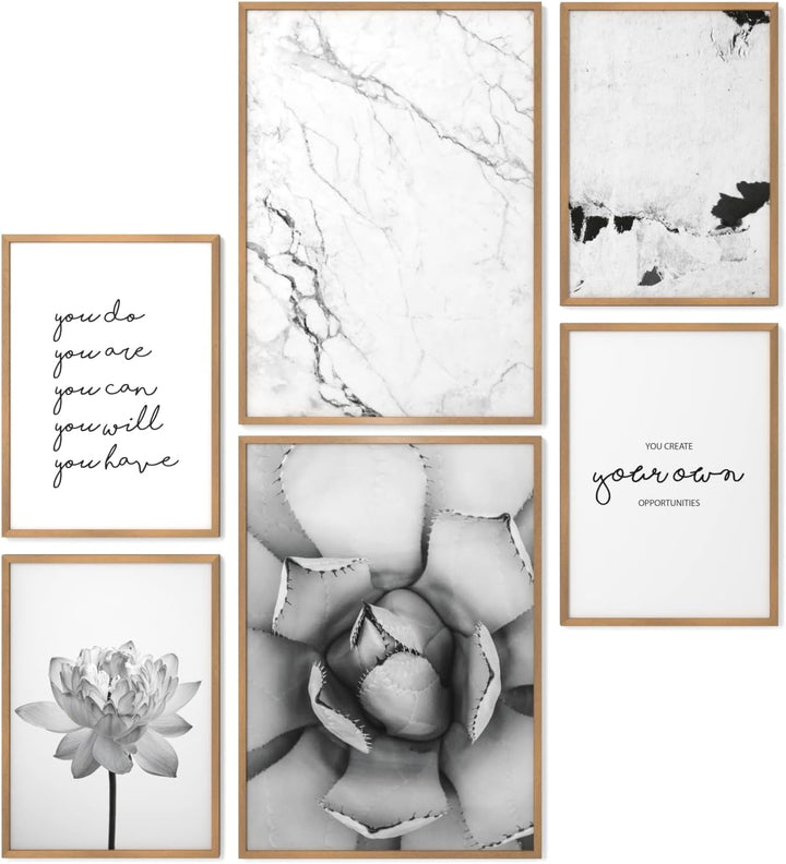 Papierschmiede® Mood Poster Set Unity Schwarz-Weiss, Fertiges Bilder Set mit Rahmen (Holz, Natur), W