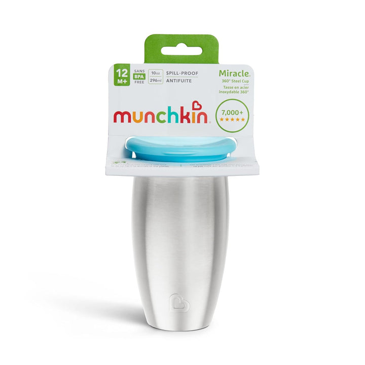 Munchkin Miracle 360°- Edelstahl-Trinkbecher für Babys und Kleinkinder, BPA-frei, auslaufsicher, spü