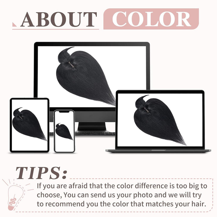 Silk-co Haarteile Echthaar Topper Extensions Echthaar Clip in Extensions Echthaar Glatt Toupet Haarv