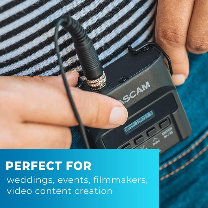 Tascam DR-10L Digital-Audiorecorder mit Lavalier-Mikrofon, black schwarz Single, schwarz Single