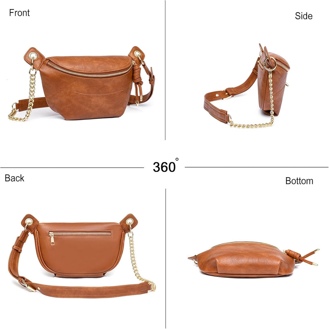 FANDARE Elegant Brusttasche Damen Handy Umhängetasche PU Leder Sling Bag Damen zum Umhängen Schulter