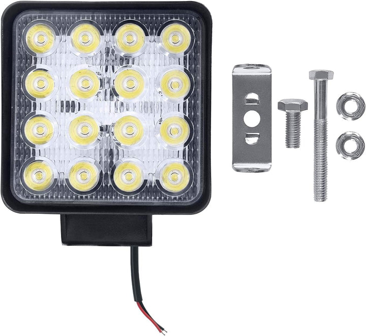 NAIZY 4 * 48W Quadrat LED Arbeitsscheinwerfer 12V Zusatzscheinwerfer 4320LM Offroad Reflektor Flutli