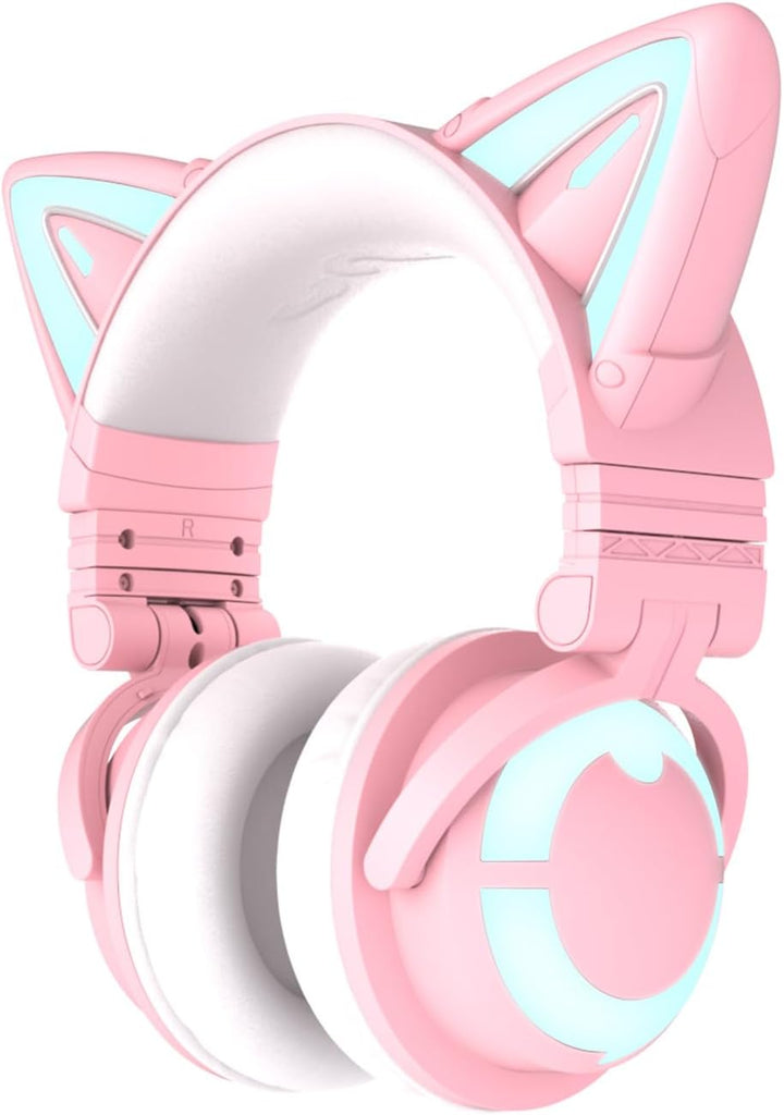 YOWU RGB Cat Ear Headphone 3S Wireless 5.0 Faltbares Gaming Headset mit integriertem Mikrofon & anpa