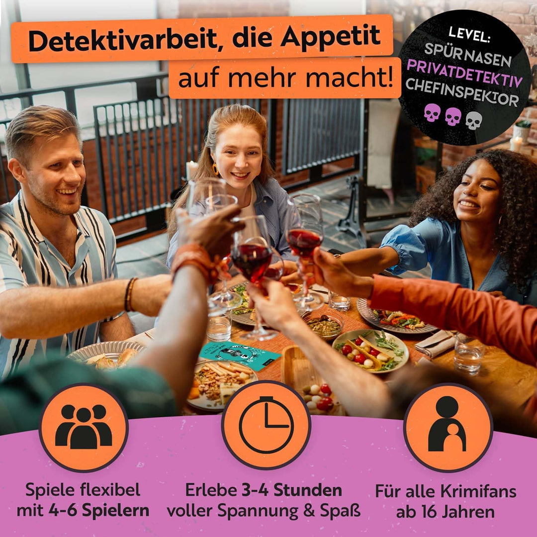 Gourmet Criminelle® Krimidinner für zuhause I 4-6 Personen I Mysteriöser Mordfall Maskenmord am Eiff