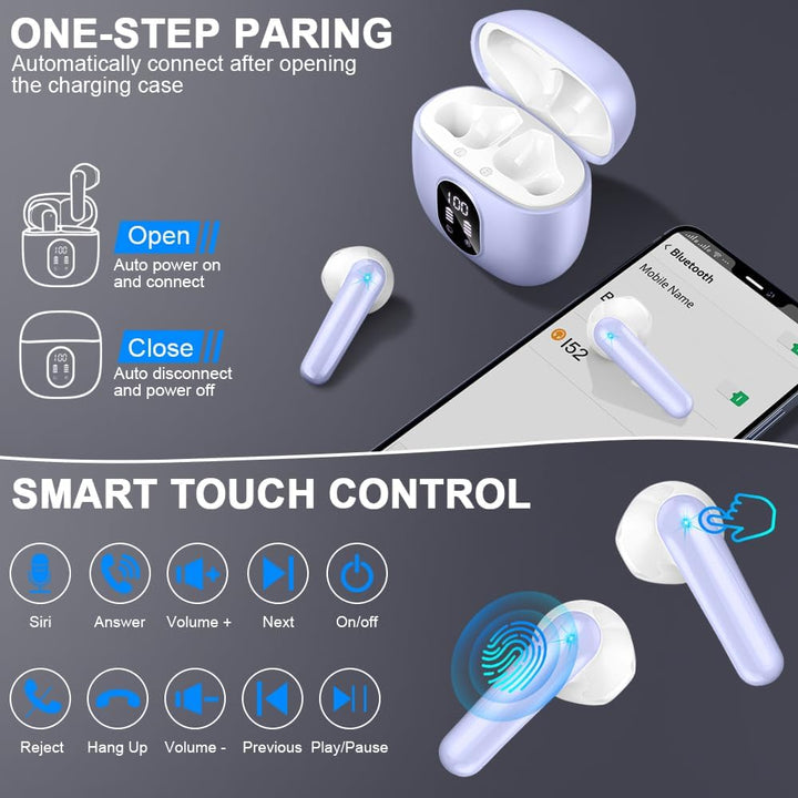 Bluetooth Kopfhörer, Kopfhörer Kabellos Bluetooth 5.3 In Ear kopfhörer bluetooth mit 4 Mic, 50H Kabe